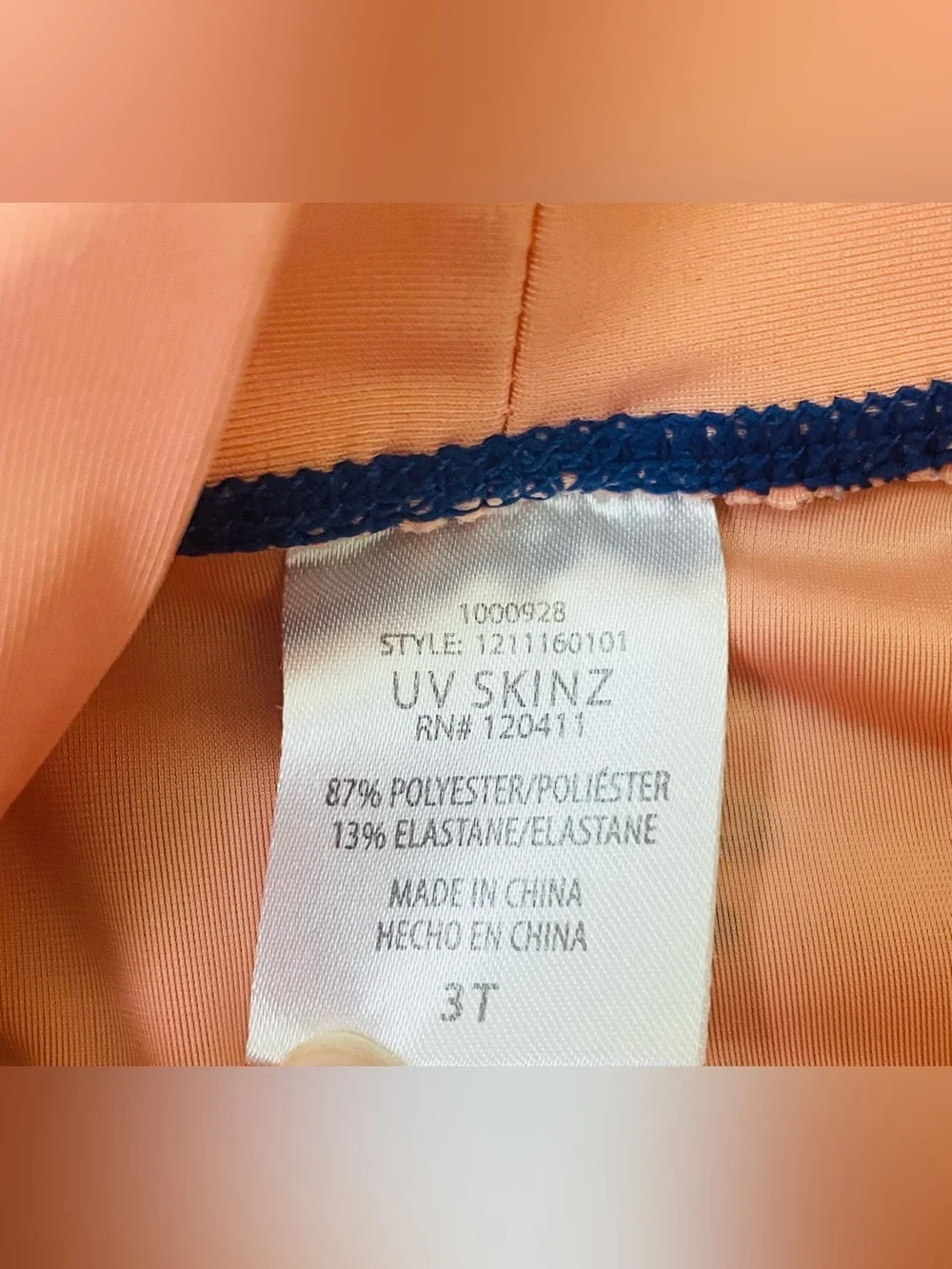 UV Skinz Toddler Girl Swimsuit 2 Piece 3T Peach Blue Shirt Skirt Hearts Summer